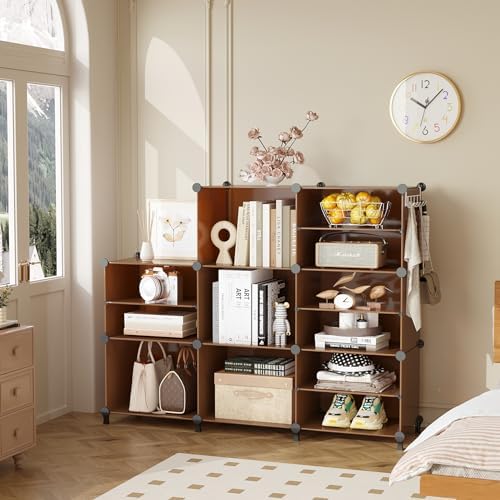 AWTATOS Closet Organizer 8 Cube Storage Shelves, Cocoa Brown - Image 4