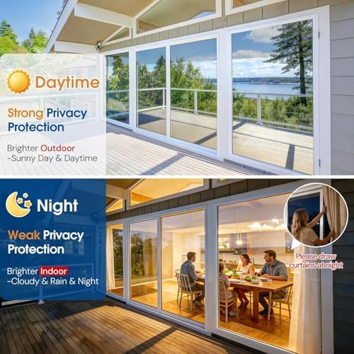 Homein Window Tint for Home with Tools, One Way Window Film, Black Silver - Image 2