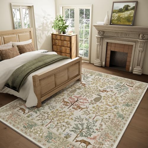 Machine Washable Rugs for Living Room: 6x9 Bedroom Rug Stain Resistant Non Slip Low Pile Lightweight Soft Carpets for Living Room Dining Room Kitchen Nursery Kids Room PlayroomFarmhouse - Image 2