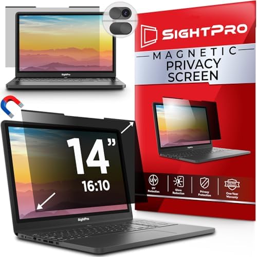 SightPro Magnetic Laptop Privacy Screen 14 Inch 16:10 - Patented Removable Laptop Privacy Filter Shield and Protector by SightPro