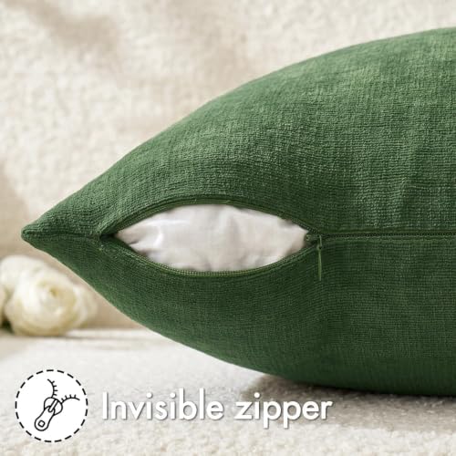 MIULEE Moss Green Chenille Couch Throw Pillow Covers, 16x16 - Image 2