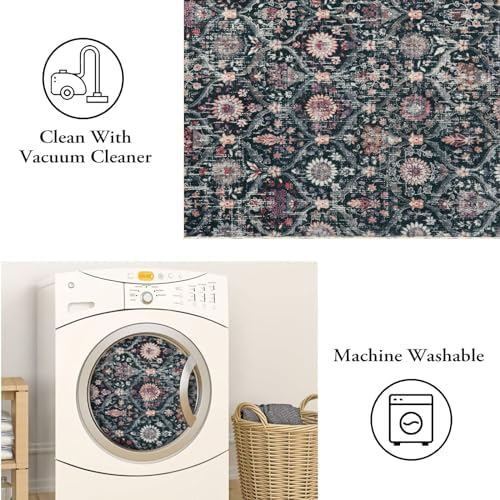 Lahome Moroccan Small Washable Rugs, 3x5 Black Rug for Bedroom Living Room - Image 3