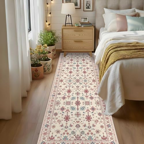 Rugxara 2x6 Pink Floral Runner Rug for Hallways Kitchen - Image 3