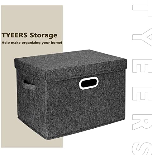 TYEERS Large Storage Bins with Lids, Collapsible, Washable, Fabric Storage Boxes for Organizing, 17.3x11.8x11.4 inches, 2 Pack, Black - Image 7