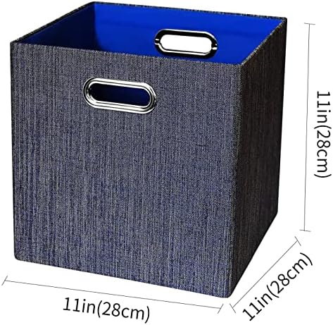 Posprica Storage Cubes,11×11 Foldable Storage Bins,Thick and Heavy duty Fabric Baskets - 4pcs,Blue - Image 3