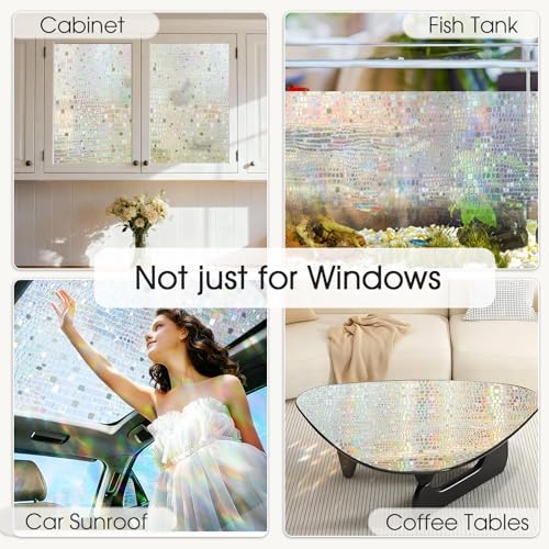 Stained Glass Window Privacy Film,3D Rainbow Static Cling,Pure 17.5"x157.5" - Image 6