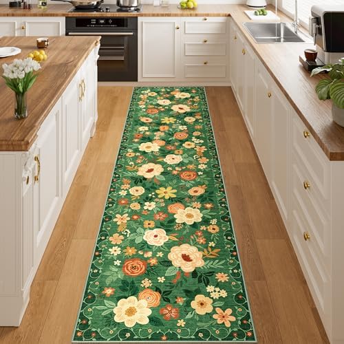 DUKINO 2x8 Runner Rug, Washable Runner Rug for Kitchen Non Slip, Dark Green - Image 5