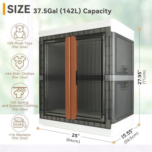Wardrobe, Closet, Collapsible Storage Cabinet, Useful Box with Large Capacity, 37.5 Gal (142 L), Stackable on Box (19 Gal), Easy Storage of Clothes, Installation Free - Image 2