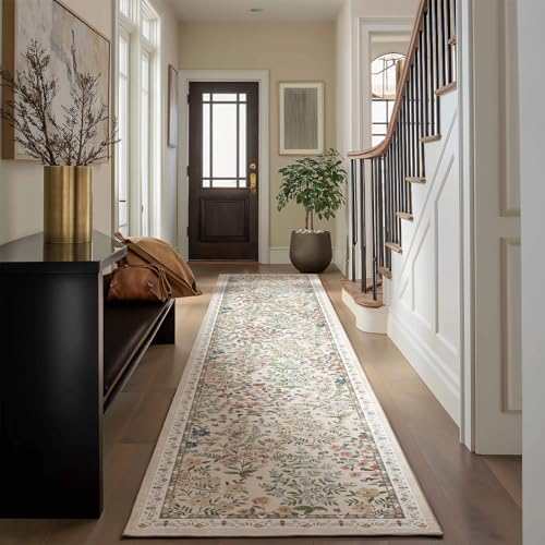 Washable Kitchen Rug Runners for Hallways: 2'x10' Bedroom Rug Non Slip Low Pile Stain Resistant Soft Indoor Floor Carpet Runner Rug for Entryway Hallway Kitchen Laundry Room Farmhouse by palohom