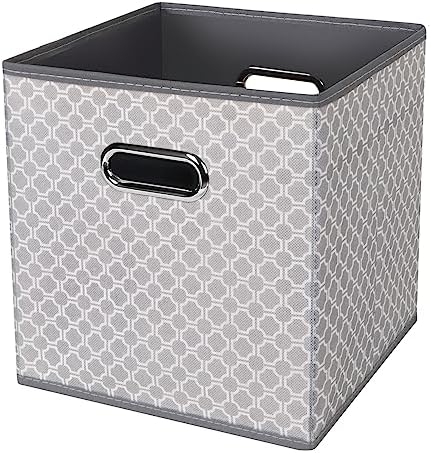 Black Foldable Storage Cubes Bins , Fabric Storage Box Cubes Organizer Baskets with Dual Handles for Home Organizer Grey Light by HEAYEEG