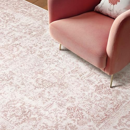 Rugxara 4x6 Vintage Boho Washable Rug for Bedroom(Pink) - Image 2