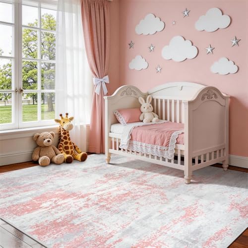 Aelenmu 6x9 Area Rugs for Living Room Washable Bedroom Dining Room Pink - Image 3