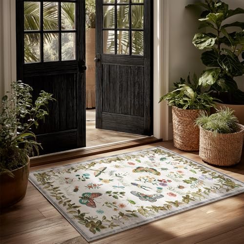 2x3 Washable Throw Rugs for Entryway: Door Mat Indoor Entrance Small Rug Non-Slip Low Pile Soft Kitchen Rug for Front Door Indoor Entrance Entry Bedside Kids Room by palohom