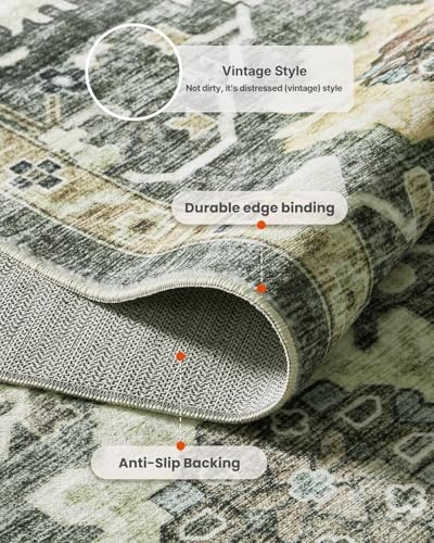 AMADA HOMEFURNISHING 8x10 Washable Area Rug, Low-Profile Large Area Rug with Non-Slip Backing & Durable Edge Binding, Vintage Large Rugs for Living Room, Bedroom, Dinning Room - Image 6