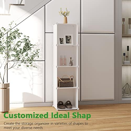 C&AHOME Plastic Cube Storage Organizer, 4-Cube Shelves Units, Milky - Image 5