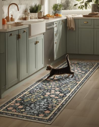Machine Washable Rug Runners for Hallways: 2'6"x8' Kitchen Rugs Stain Resistant Non Slip Low Pile Soft Carpet Runner Rug for Entryway Bedroom Indoor Bedside Bathroom Laundry Room Farmhouse by palohom