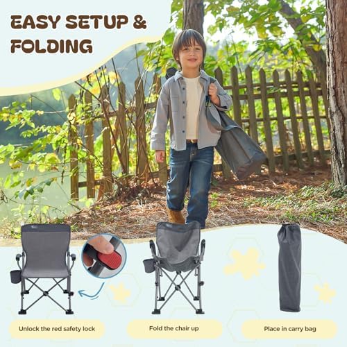 Busy Bee Oversized Kids Camping Chair with Cup Holder, High Back Toddler Chair Kids Folding Chair, Perfect for Beach & Outdoor, Supports 150 Lbs. - Image 6