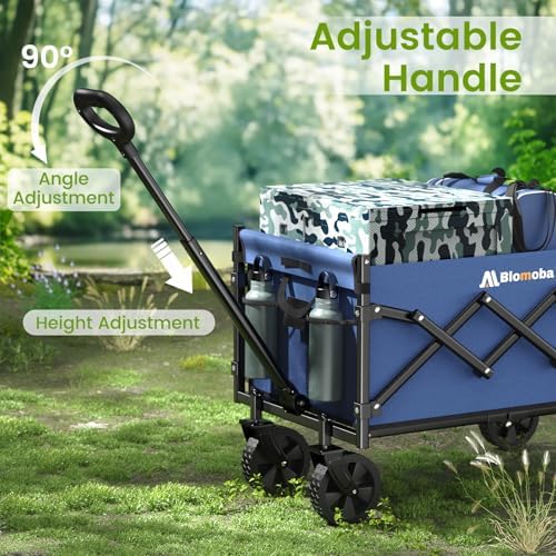 Blomoba Folding Wagon Cart with Wheels, 220lbs Utility Wagon Cart, Blue - Image 5
