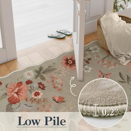 Lahome Floral Washable Rugs for Bedroom, 4X6 Area Rug Soft Living Room Rug - Image 5