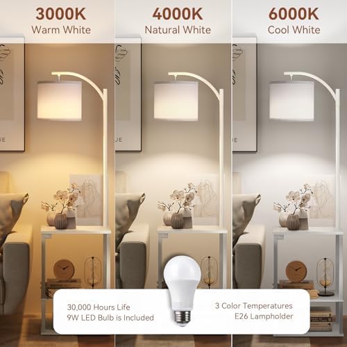 SUNMORY Floor Lamp with Table Shelves, End Side Table for Living Room - Image 4