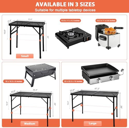 GREGIN Folding Camping Grill Table, Outdoor Metal Table. Foldable, Portable - Image 4