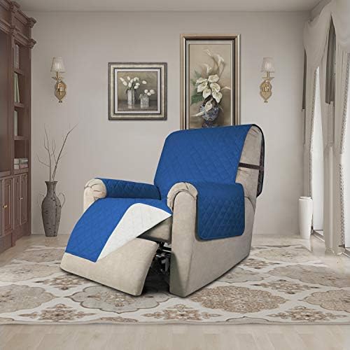 Easy-Going Reversible Couch Cover, Recliner 19 in, Blue/Ivory - Image 2