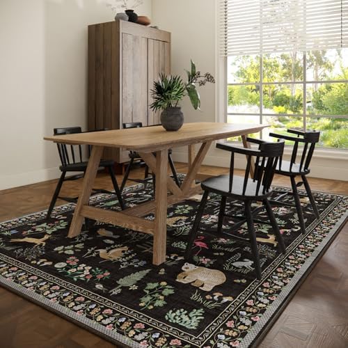 6x9 Area Rugs for Living Room: Washable Rug Vintage Rugs Stain Resistant Non Slip Low Pile Soft Lightweight Carpet for Bedroom Kitchen Dining Room Farmhouse Nursery Kids Room Home Office - Image 6
