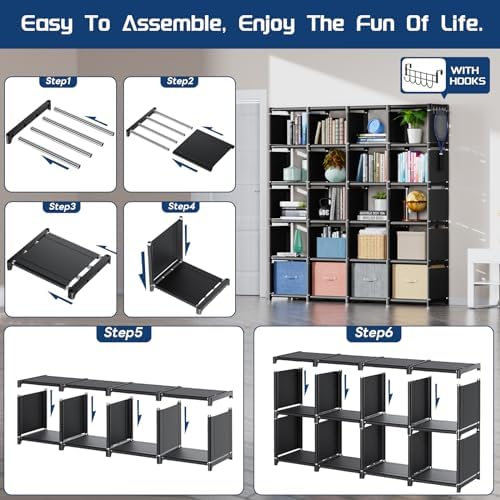 Mavivegue 20 Cube Book Shelf, Storage Organizer, Large DIY Bookcase, Metal Cube Bookshelf, Cubbies Closet Storage Organizer Shelves for Bedroom,Living Room,Home,Office - Image 4