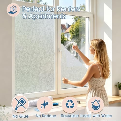 Windimiley Frosted Glass Window Privacy Film, Textured,17.5" x 78.7" - Image 3