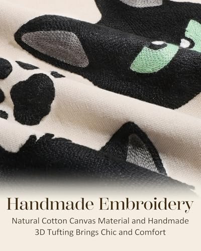 Embroidered Throw Pillow Cover 20x20 Inch, Cat Bone - Image 2