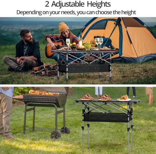 Anbte 3ft Aluminum Roll Top Folding Camping Table, Portable, 32”X16”, Black - Image 4