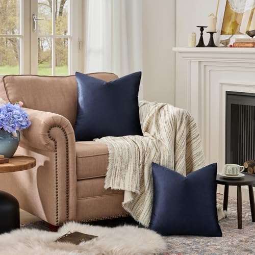 GIGIZAZA Navy Velvet Pillow Covers 16x16 Decorative Pillows Pack of 2 - Image 3