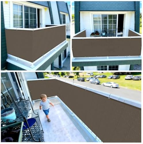 COOLBOYS Customized 2.5'x37' Brown Balcony Privacy Screen Fence Cover - Image 6