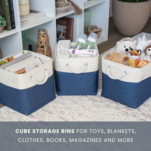OrganiHaus 12x12 Cube Storage Bins, 4-Pack Fabric Cubes, Rope Handles - Image 5