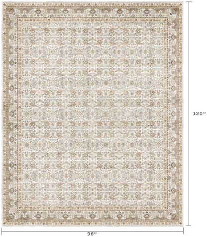 Area Rug 8x10 Washable,Vintage Non-Slip Low Pile Living Room Rugs - Image 2