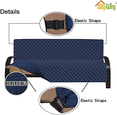Easy-Going Reversible Couch Cover, Large Futon Sofa, Navy/Navy - Image 3