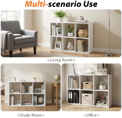 WannabeMyself【Sturdy Build&Easy Assembly】 6 Cube Storage Organizer with Anti-Tipping Kits,Reversible Open Back Book Shelf, Bookcase for Living Room,Bedroom,Entrance Hall,Office,24.1×11.4×35.9,White - Image 5