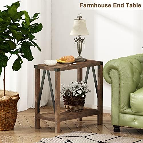 ChooChoo Farmhouse End Tables Living Room Set of 2, Narrow Side Tables - Image 5