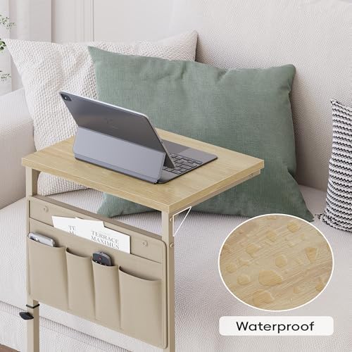 Vagusicc C Shaped End Table, 32'' Tall Side Table for Couch, Adjustable Height Small Couch Side Table for Small Spaces, End Table Slide Under Sofa Table TV Tray Table Arm Table for Living Room - Image 4