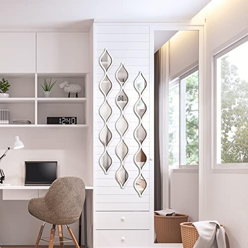 Yulejo 6 Pcs Acrylic Teardrop Mirror Decor Narrow Wall Decor Boho Vintage Wall Art for Apartment Home Living Room Bathroom Bedroom Hallway (Silver Edge) - Image 6