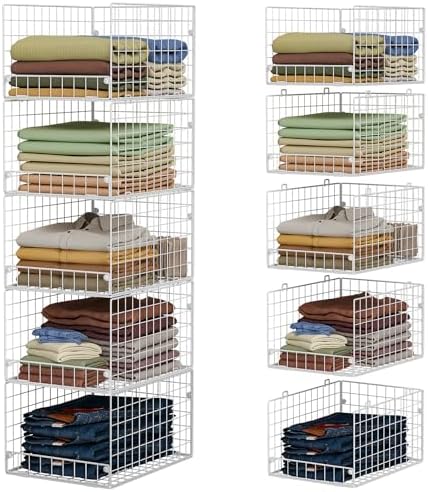 5-Tier Stackable Closet Storage Shelves, Closet Organizers and Storage Basket, Foldable & Stackable Closet Organizers for Closet System, Space-Saving Closet Shelf for Home ,White(Patent No. 30022416) by FollowWithYociyogaTogether