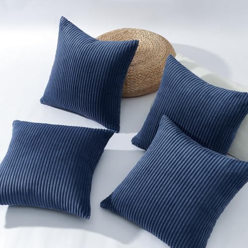 Topfinel Decorative Throw Pillow Covers Cushion Cases, Set of 4 Soft Velvet Modern Double-Sided Designs, Mix and Match for Home Decor, Pillow Inserts Not Included (18x18 inch, Dusty Blue) - Image 4