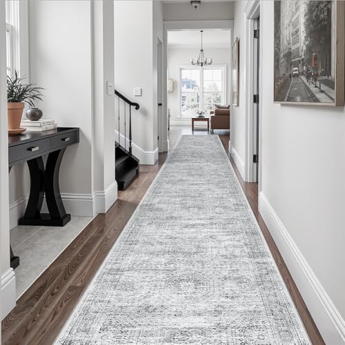 Soalmost Hallway Runner Rug 2'6" x 16' Washable Long Kitchen Rugs Grey - Image 4