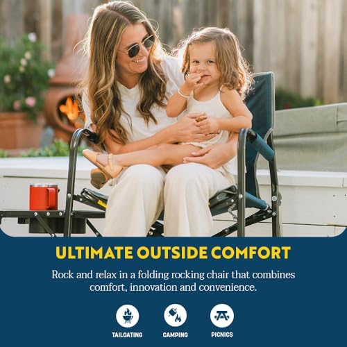 GCI Outdoor Freestyle Rocker Portable Folding Rocking Chair, Outdoor Camping Chair with Side Table - Image 4