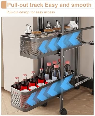 UMDONX 5-Tier Narrow Mobile Storage Cart with Pull-Out Baskets - Image 4