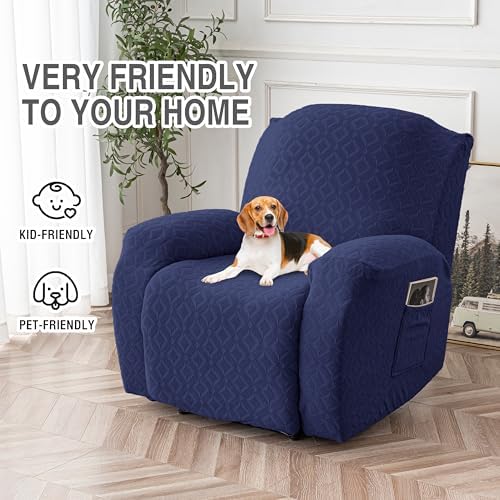 Genina Waterproof Recliner Chair Cover,1 Seat Couch Cover,Navy Blue - Image 4