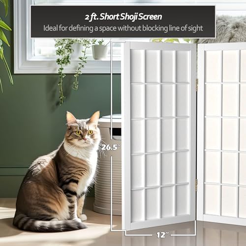 2 ft. Short Desktop Window Pane Shoji Screen - White - 3 Panels - Image 6