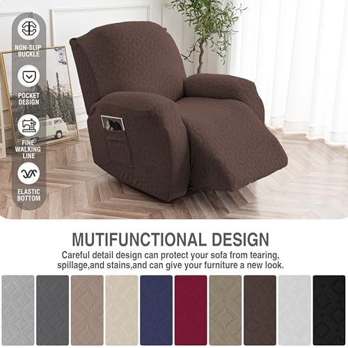Genina Waterproof Recliner Chair Cover,XL-1 Seat Couch Cover,Chocolate - Image 5