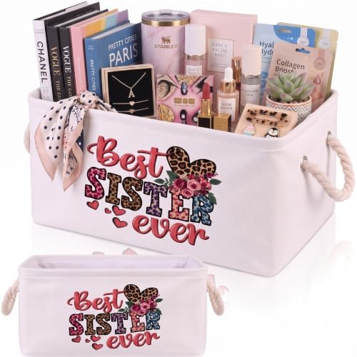 Marsui Sister Gifts Best Sister Ever Gift Basket with Rope Handles, 14 Inch by Marsui