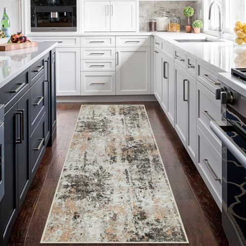 Runner Rugs for Hallways Kitchen 2.6x8 Non Slip Washable Brown Beige - Image 3